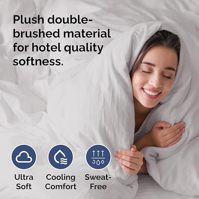 Duvet Cover Cal King Size Set - Extra Soft Cal King Duvet Cover 104" x 98" with 2 Pillow Shams - Hotel Luxury, Easy Care & Fade Free w/ Zipper Closures & Ties - Comfy, Cozy & Breathable (French Grey)