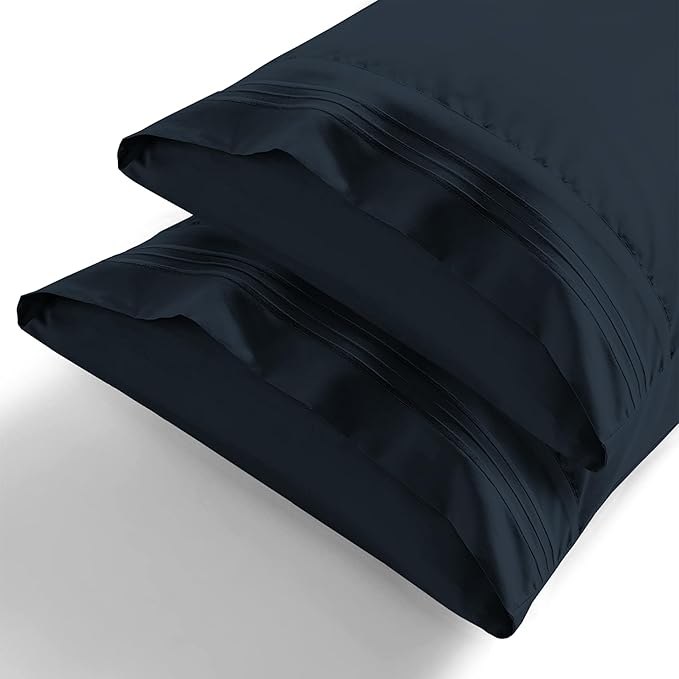 Elegant Comfort Premium Hotel Quality 2-Piece Pillowcase Set, Luxury & Softest 1500 Thread Count Egyptian Quality Bedding Pillowcases, Wrinkle and Fade Resistant,Black