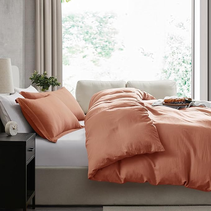 Nestl Rust California King Duvet Cover Sets - Soft Double Brushed Cal King Duvet Cover, 3 Piece, with Zipper Closure, 1 Duvet Cover 104x98 inches and 2 Pillow Shams