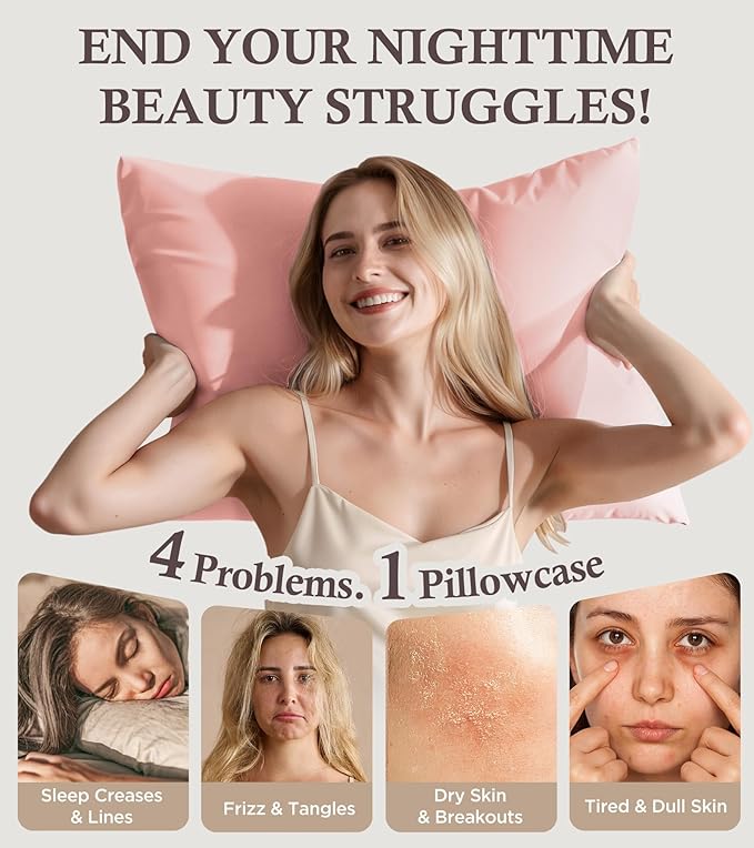 Instant Chill Cooling Pillowcase for Hot Sleepers, 2% HA Infused Pillowcase Hydrates Skin & Hair, Reduces Wrinkles & Frizz, Softer Than Silk Pillow Cases, Pillow Covers King (Coral Pink, 1 Pack)