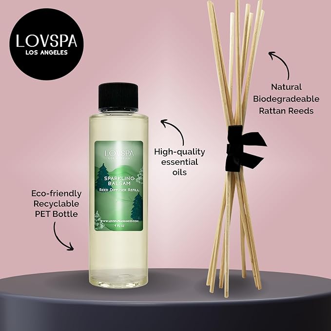 Sparkling Balsam Pine Diffuser Oil - Holiday Essential Oils for Diffuser Refill & Air Freshener Room Spray - Long-Lasting & Natural Home Fragrance, Scented Oil for Diffusers, USA Made, 4oz