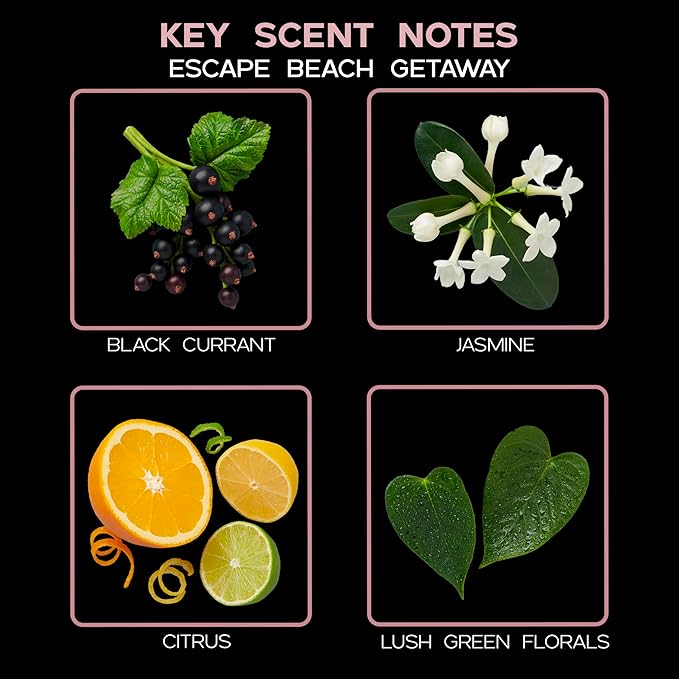 Escape Beach Getaway Diffuser Oil - Luxury Essential Oils for Diffuser Refill & Air Freshener Room Spray - Long-Lasting & Natural Home Fragrance, Scented Oil for Diffusers, USA Made, 4oz