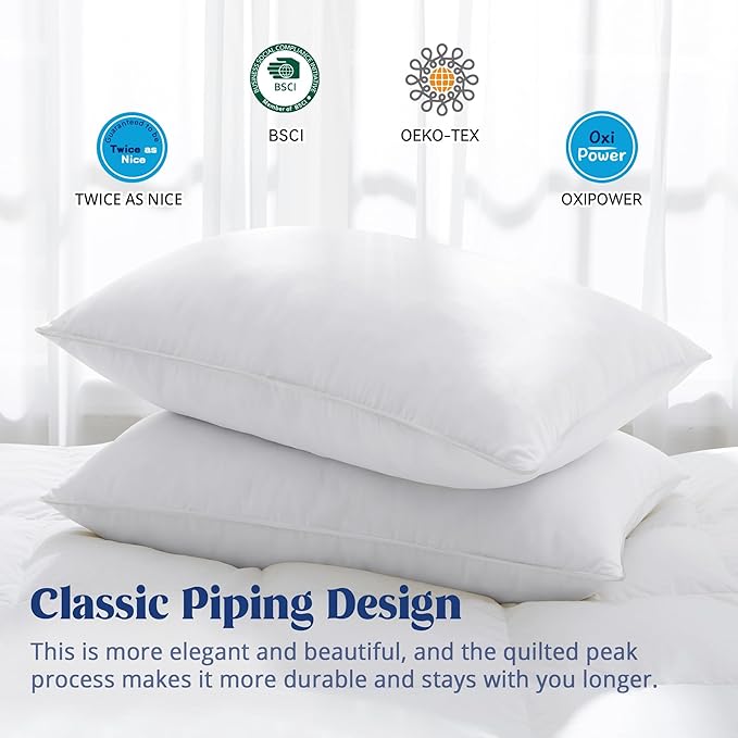 puredown® Goose Feather Down Pillows King Size Set of 2, Soft Fluffy Luxury Hotel Collection Bed Pillow for Back, Stomach or Side Sleeper.