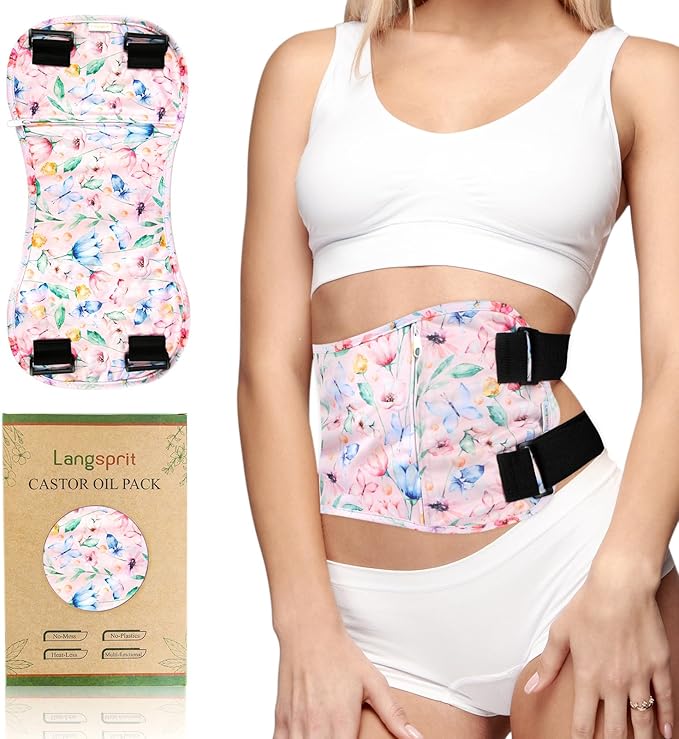 Langsprit Castor Oil Pack Wrap, Cotton Castor Oil Packs for Liver Detox，Butterfly L