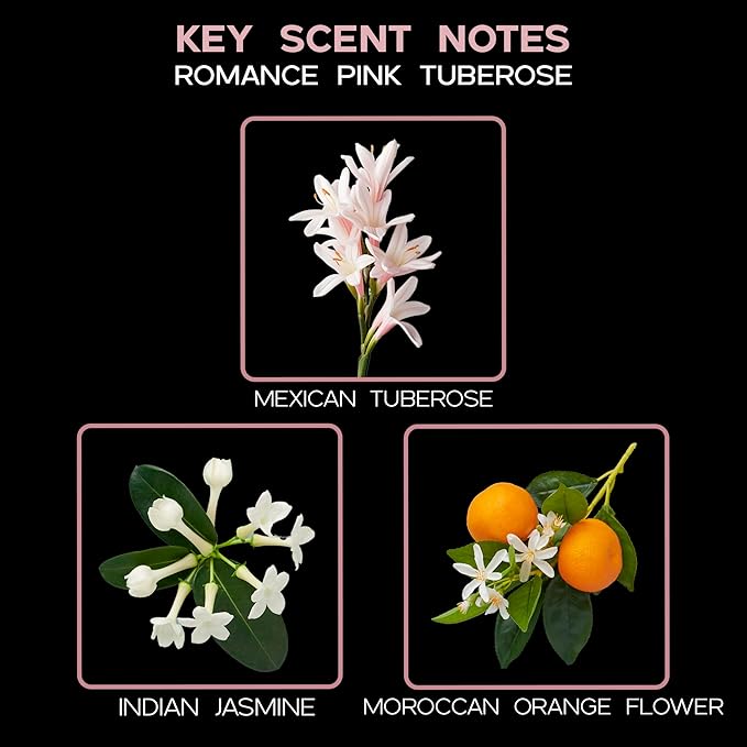 Romance Pink Tuberose Diffuser Oil - Luxury Essential Oils for Diffuser Refill & Air Freshener Room Spray - Long-Lasting & Natural Home Fragrance, Scented Oil for Diffusers, USA Made, 4oz
