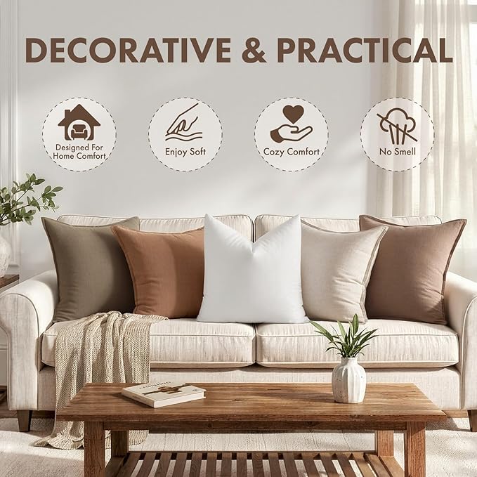 MIULEE 26x26 Synthetic Down Alternative Pillow Insert Euro Decorative Throw Pillow 26 x 26 Inch Body Bed Sleeping Ultra Soft Fluffy Form for Sofa Couch Bed