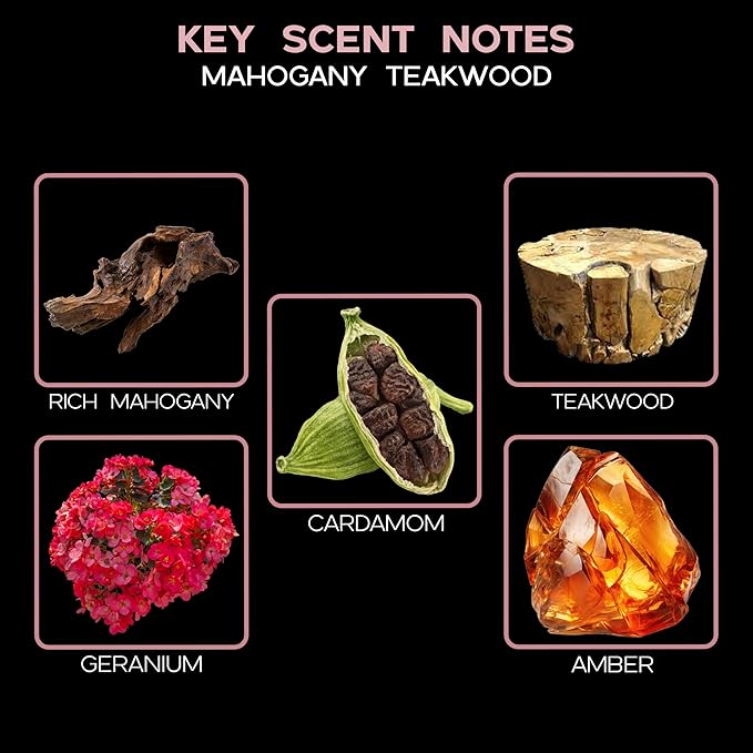 Mahogany Teakwood Diffuser Oil - Luxury Essential Oils for Diffuser Refill & Air Freshener Room Spray - Long-Lasting & Natural Home Fragrance, Scented Oil for Diffusers, USA Made, 4oz