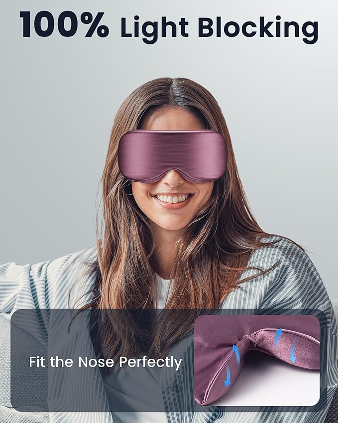 Eye Mask - Sleep Mask for Women & Men, Eye Relief, Improved Sleep, Washable and Travel (Purple & Black)