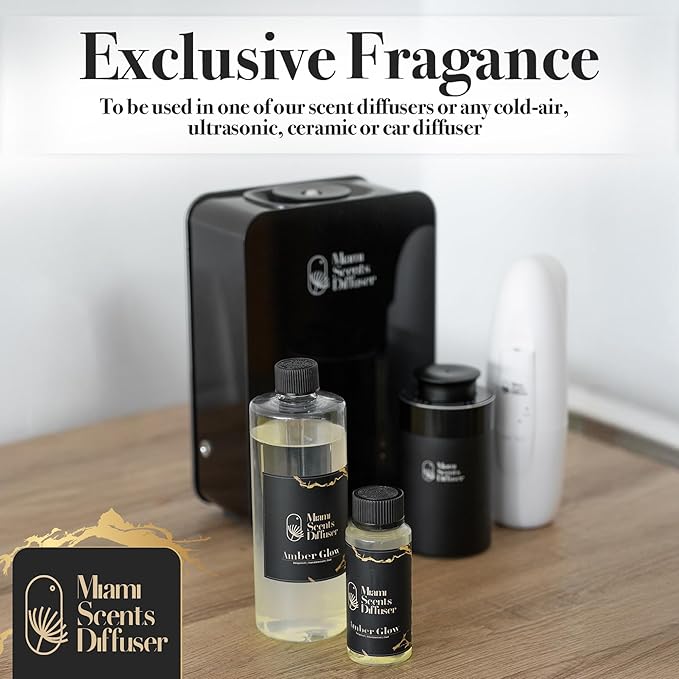 Amber Sunset Glow Essential Oil Refill Luxury Hotel Inspired - Long Lasting Aroma for Home & Office Diffuser - 500 ml Fresh Blend of Bergamot, Oud and Sandalwood, Scent for Spa Wellness Aromatherapy.