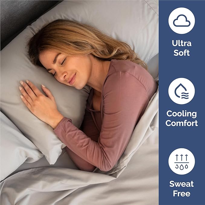 King 6 Piece Sheet Set - Comfy, Breathable & Cooling - Hotel Luxury Bedding for Women, Men, Kids, Teens & Children - 1 Flat & 1 Fitted Sheet & 4 Pillowcases w/ Deep Pockets - Wrinkle Free - Light Grey