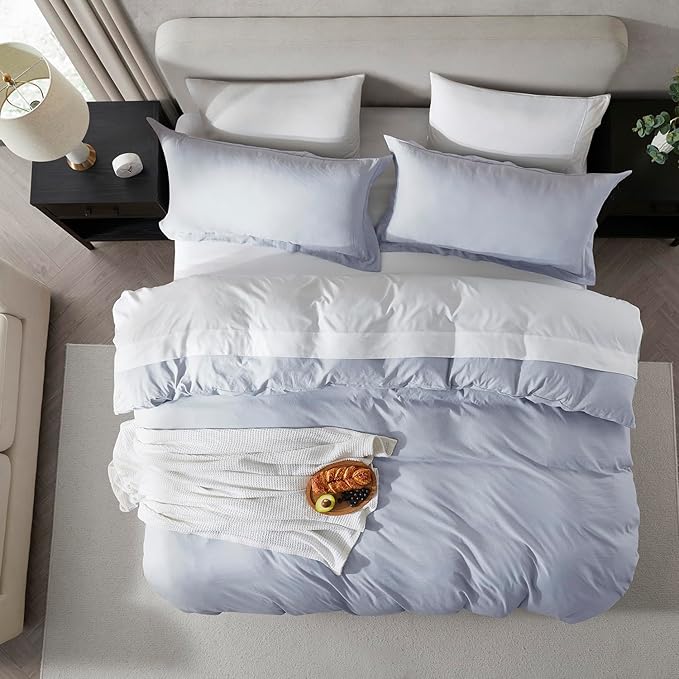 Nestl Ice Blue Duvet Cover Full Size - Soft Double Brushed Full Size Duvet Cover Set, 3 Piece, with Zipper Closure, 1 Duvet Cover 80x90 inches and 2 Pillow Shams