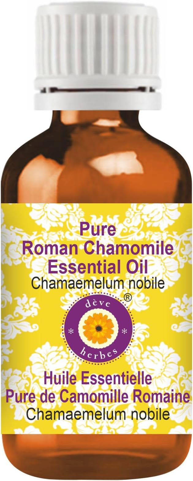 Deve Herbes Pure Roman Chamomile Essential Oil (Chamaemelum nobile) Natural Therapeutic Grade Steam Distilled 10ml (0.33 oz)
