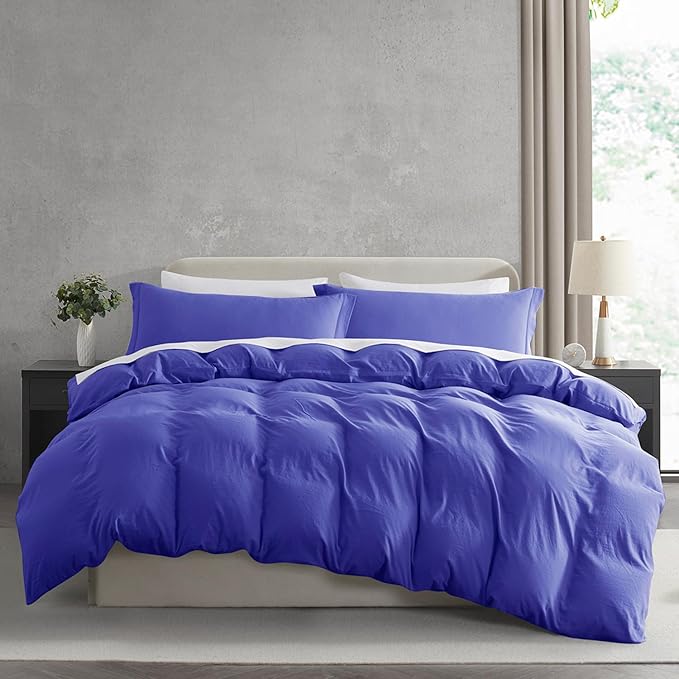 Nestl Royal Blue Duvet Cover King Size - Soft Double Brushed King Duvet Cover Set, 3 Piece, with Zipper Closure, 1 Duvet Cover 104x90 inches and 2 Pillow Shams