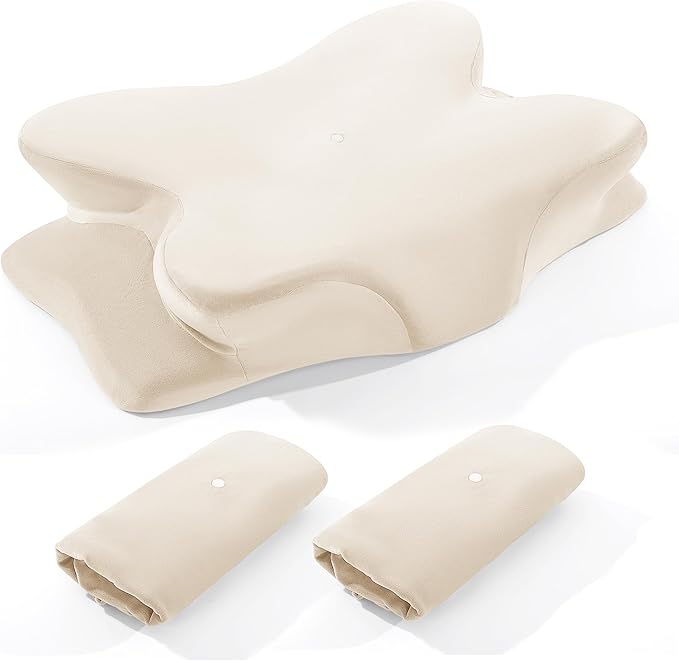 BALAPET 2 Pcs Velvet Cervical Neck Pillow Case, Soft Elasticity Pillowcase for Ergonomic Cervical Neck Pillow,Fuzzy Warm Flannel Pillow Cases with Zipper, Cover Only(White)