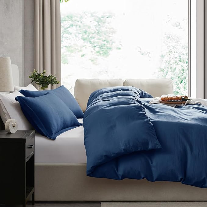 Nestl Twin Duvet Cover Set - Soft Double Brushed Navy Blue Duvet Cover Twin/Twin XL, 2 Piece, with Zipper Closure, 1 Duvet Cover 68x90 inches and 1 Pillow Sham