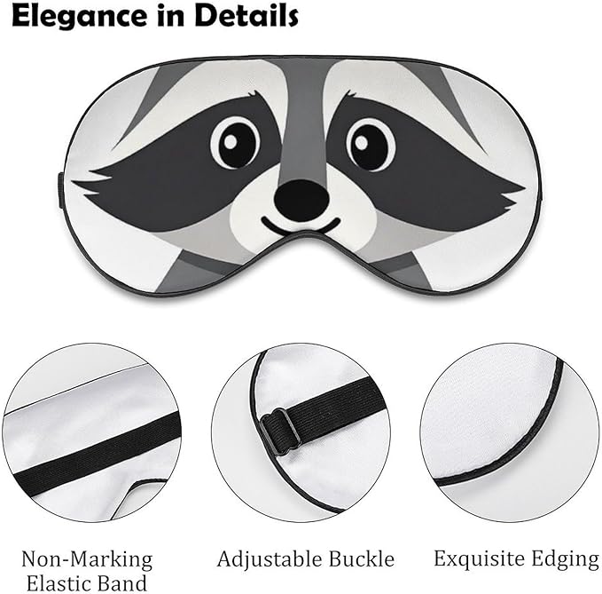 Cute Raccoon Sleep Mask Blindfold for Adult Play Adjustable Soft Eye Sleep Mask for Men Women Travel Nap Games