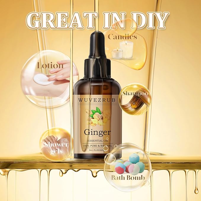Ginger Essential Oil 120ML - 100% Pure and Natural Oils for Aromatherapy Diffuser - 4 Fl Oz/Ginger