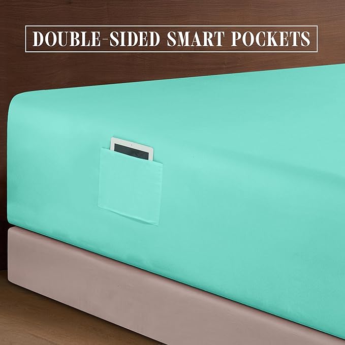 Elegant Comfort Luxury 1500 Premium Hotel Quality Microfiber 4-Piece Sheet Set - Soft, All Around Elastic 18-24 Inches Deep Fitted Sheet - Extra Deep Pocket Sheets, Twin/Twin XL, Paradise Teal