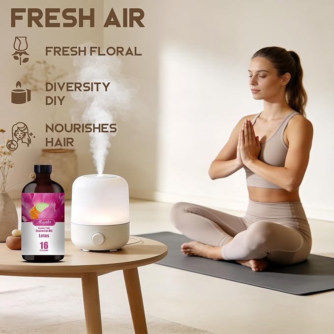 Lotus Essential Oil – MLYNKL Lotus Oils 16.33 fl oz for Diffusers, Humidifiers, Massage, DIY Candles, Soap, Cleaning, Home, Yoga, Office, Gifts - 490 ml