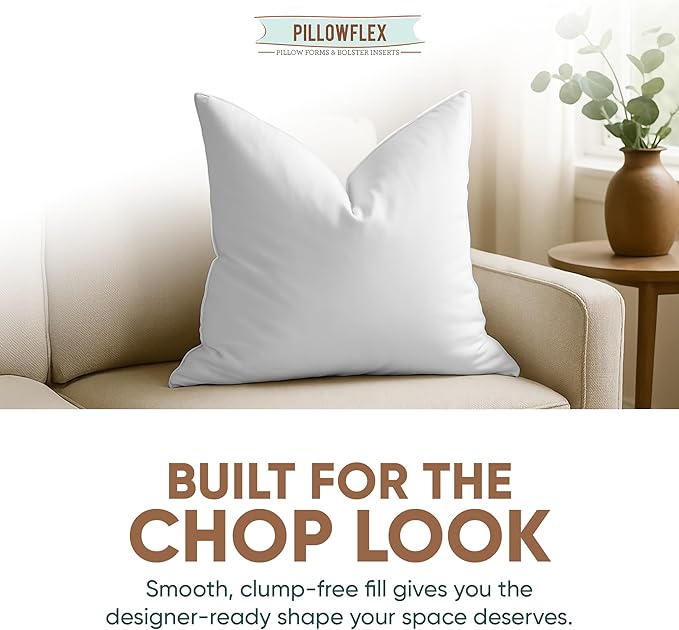Pillowflex Synthetic Down Pillow Insert -30x30 Down Alternative, Ultra Soft Oversized Square European Throw Pillow, Couch Euro Sham, Bed - 1 Decorative Form