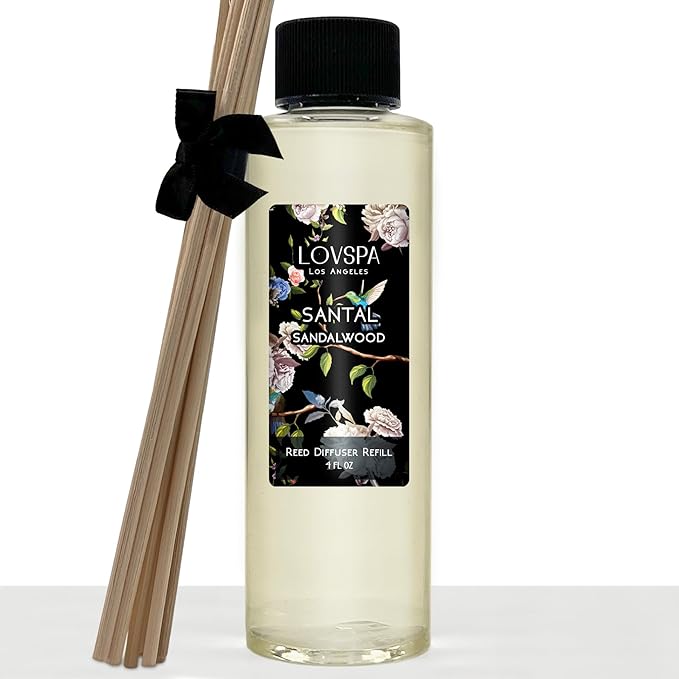 Santal (Sandalwood) Diffuser Oil - Luxury Essential Oils for Diffuser Refill & Air Freshener Room Spray - Long-Lasting & Natural Home Fragrance, Scented Oil for Diffusers, USA Made, 4oz