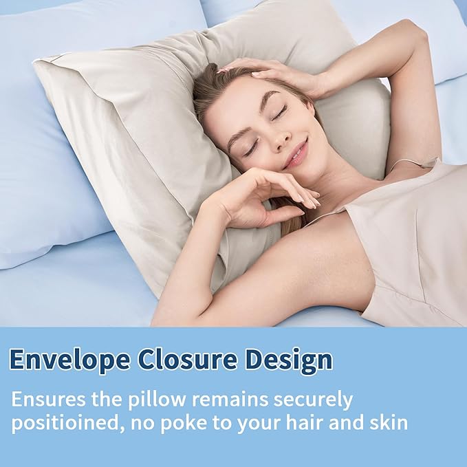 Premium Cooling Pillowcases Queen Size Set of 2 for Hot Sleeper&Night Sweats Beauty Sleep Reduces Wrinkles&Frizz Softer Than Silk Pillow Cover Oeko-TEX Certified Champagne Breathable
