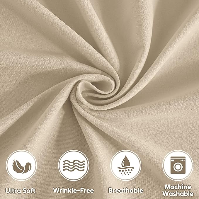 King Size Sheets Set, 4 Pieces Hotel Luxury Soft Microfiber Bed Sheets Set, Up to 16" Deep Pockets, Oeko-Tex Sheets with Elastic, Breathable, Wrinkle Free (Beige, King)