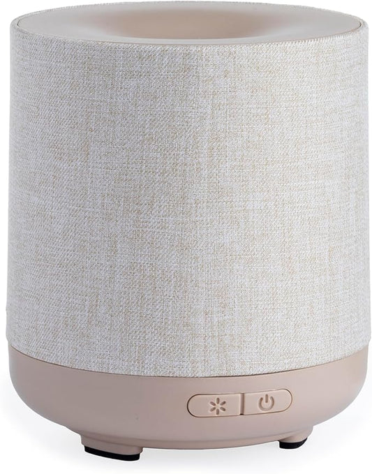 Airome Ceramic Essential Oil Diffuser|100 mL Humidifying Ultrasonic Aromatherapy Diffuser 8 Colorful LED Lights, Intermittent & Continual Mist, Auto Shut-Off, Natural Linen