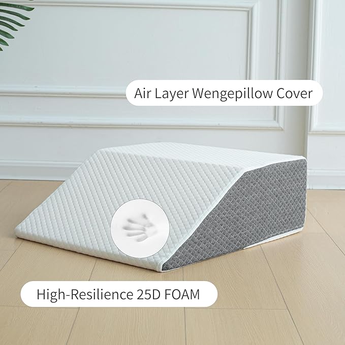 Knee Pillow for Back Sleeping, Leg Pillow Knee Wedge Pillow, Memory Foam Wedge Pillows for Legs Post Surgery, Trapezoid Pillow for Knee Support,Dark Grey