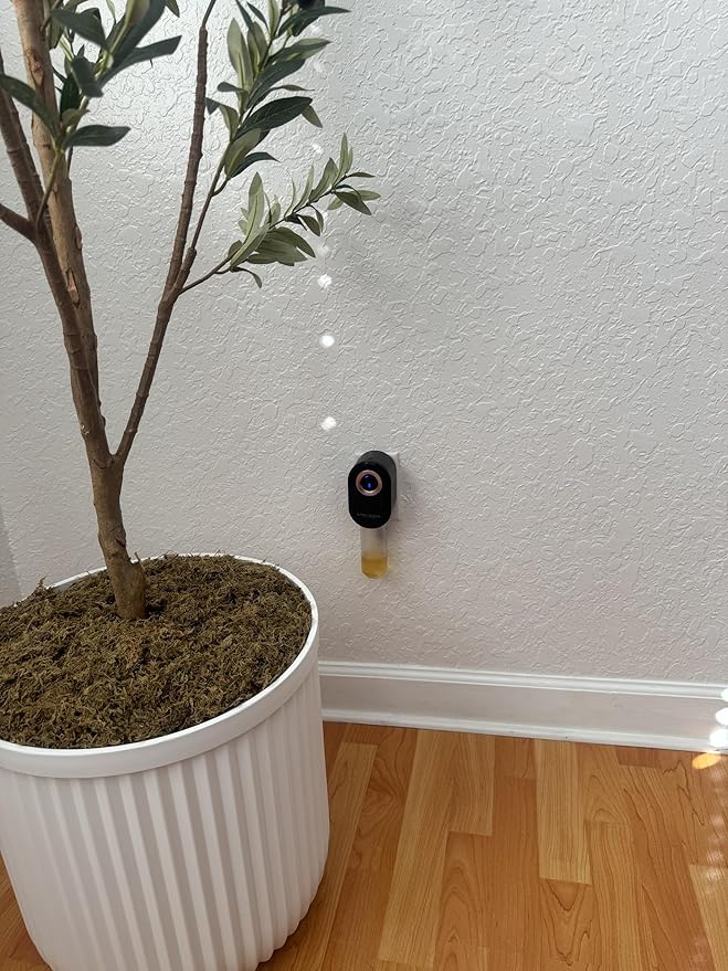 S910 Smart Scent Diffuser - Modern Design, Shiny Acrylic Material, LED Light, Cold Air Diffusion, Bluetooth App Controlled, Touch Screen (Black with Rose Gold Ring)