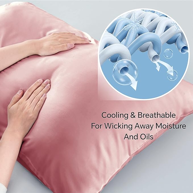 BEDELITE King Size Pillow Cases Set of 2, Rayon Derived from Bamboo, Cooling Pillow Cases for Hot Sleepers & Night Sweats, Breathable and Silky Soft Envelope Pillowcases(Rose Pink, 20"x36")