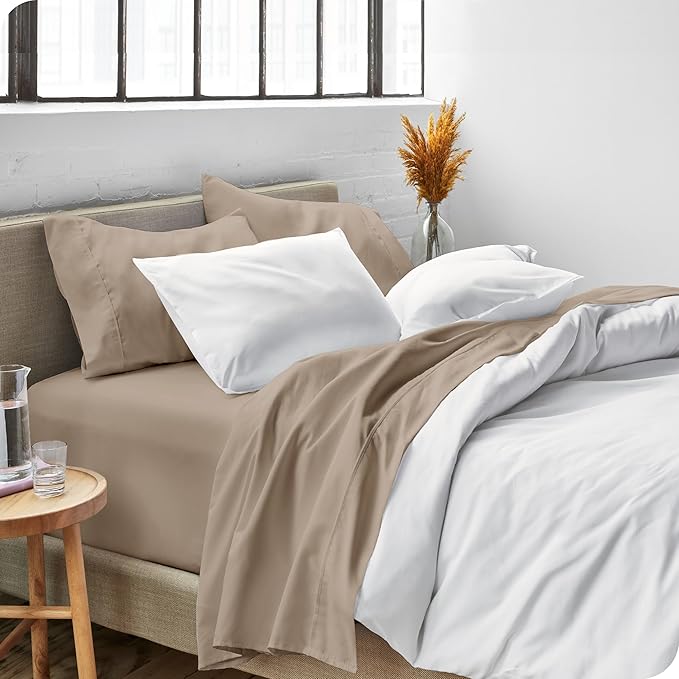 Bare Home Twin Sheet Set - 1800 Ultra-Soft Microfiber Twin Bed Sheets - Double Brushed - Deep Pockets - Easy Fit - 3 Piece Set - Bedding Sheets & Pillowcases (Twin, Pebble)