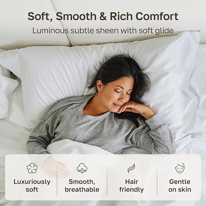 California Design Den Pillow Cases Standard Size Set of 2-1000 Thread Count Sateen, Soft and Thick 100% Cotton Pillowcases Queen/Standard, Durable - White