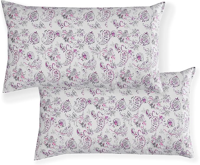 Elegant Comfort Luxury Soft Bed Sheets Paisley Pattern - 1500 Premium Hotel Quality Microfiber Softness Wrinkle and Fade Resistant (6-Piece) Bedding Set, California King, Paisley Purple