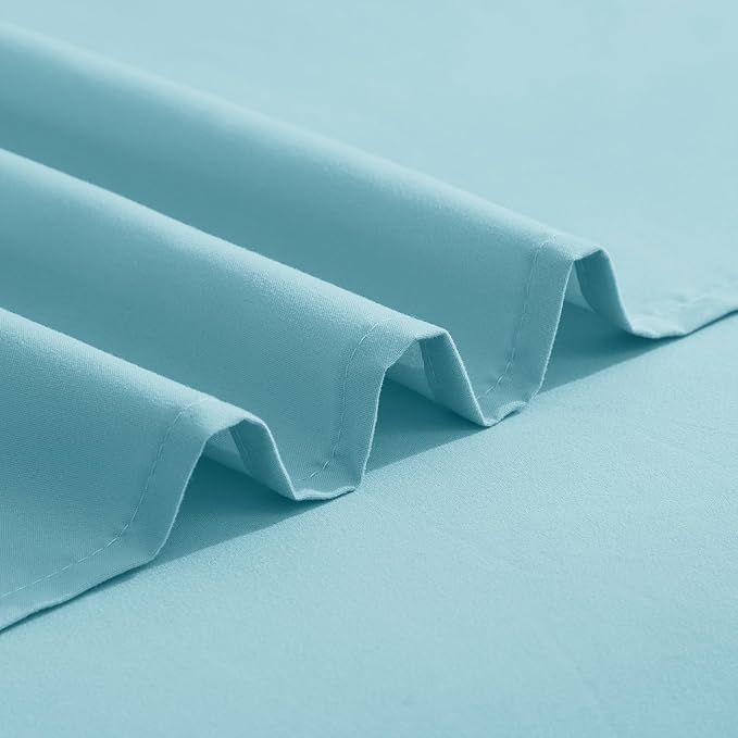 Elegant Comfort Luxurious 1500 Premium Hotel Quality Microfiber Three Line Embroidered Softest 4-Piece Bed Sheet Set, Wrinkle and Fade Resistant, RV Short Queen, Aqua