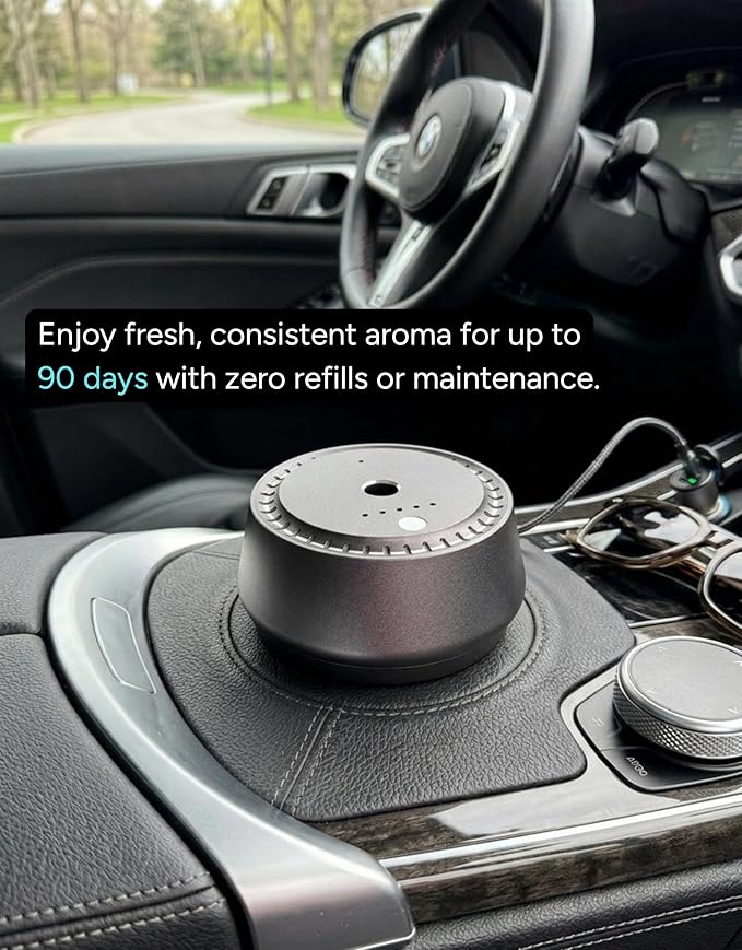 Smart Cold Air Diffuser Waterless Oil Aromatherapy Machine, Bluetooth Scent Diffuser, Cylindrical Capsule Shape, Quiet Modern Home Fragrance Diffuser 100ml, Portable (Black Mini)