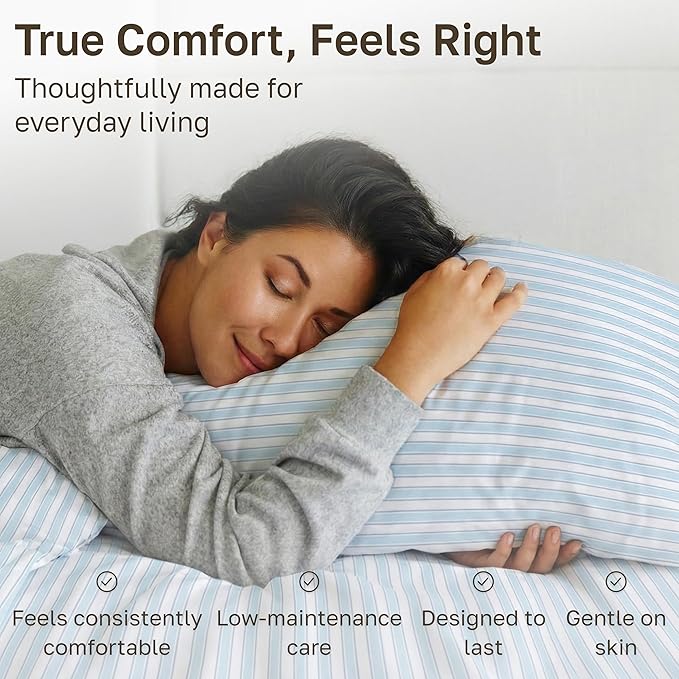California Design Den Soft 100% Cotton Sheets Twin Size Set, 400 Thread Count Good Housekeeping Award Winner, Smooth Sateen Finish, Cozy and Durable Cotton Bedding Set - Cape Stripe Blue