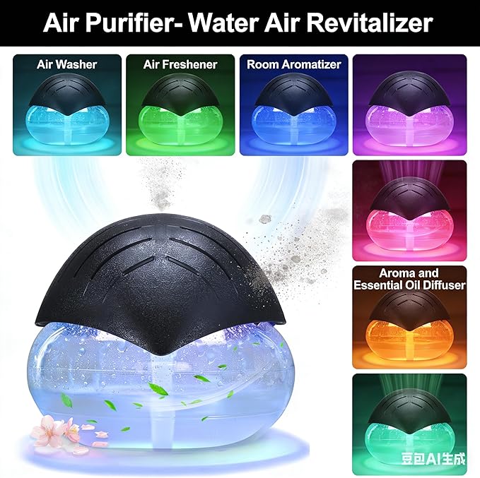 Air Purifier Humidifier with Color Changing Night Light for Bedroom and Living Room, 2 Pack