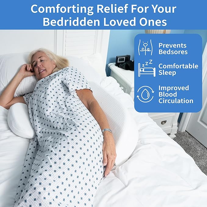 Zomaple Bedsore Positioning Pillow for Bedsore Prevention and Faster Recovery - Heat Regulating Bed Sore Cushion for Butt Lifting and Easy Positioning - Non-Skid Removable Cover, BPP20001