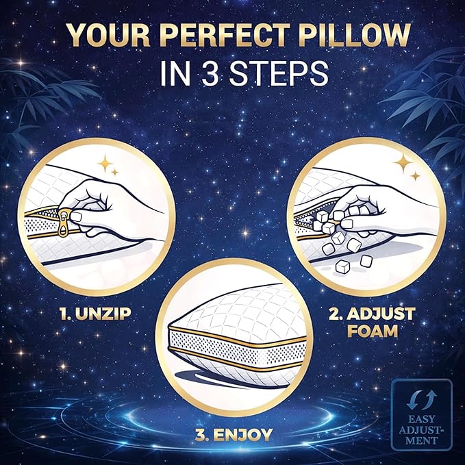 Royal Therapy King Memory Foam Pillow, Adjustable Shredded Odor-Free Pillow for Neck & Shoulder Pain Relief, Support for Back, Stomach, Side Sleepers, AirFlowPRO