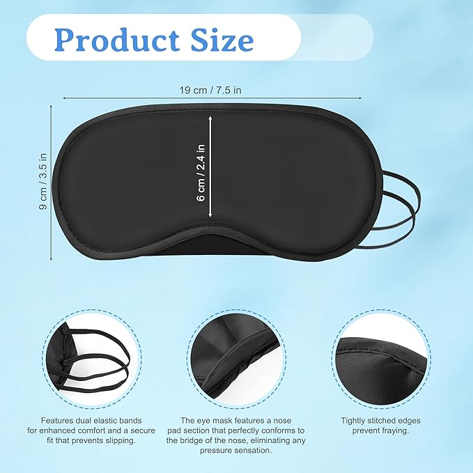 Bulk Sleep Masks, Black Eye Masks in Bulk, Featuring Elastic Straps and A Nose Bridge Design, Individually Packaged, Ideal for Travel Sleep and Quick Naps (200-PACK)