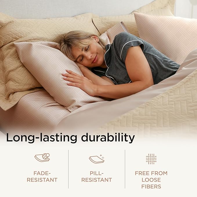 Threadmill Pillow Cases Standard Size | 800 Thread Count Jacquard Celine Light Beige | 100% Pure Cotton 2 Piece Pillow Cover Set| Fits Standard & Queen Size Pillows | ELS Silky Soft Pillow Protectors
