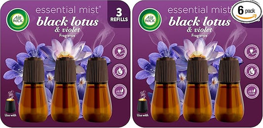 Air Wick Essential Mist – Triple Refill Black Lotus & Violet 3 ct.,(Pack of 2)