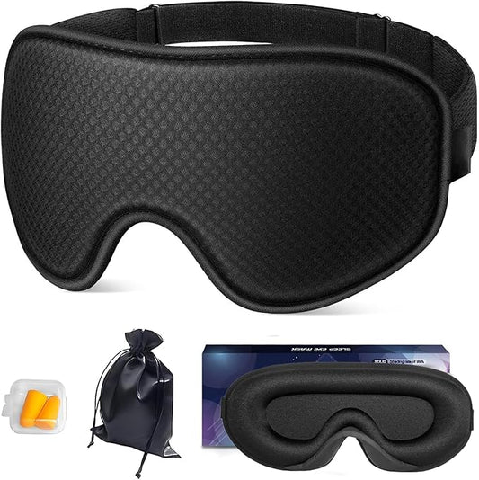 3D Contoured Sleep Mask for Men & Women - 100% Blackout Eye Mask with Adjustable Strap | Breathable Travel Sleeping Mask, Night Shift & Nap Essential