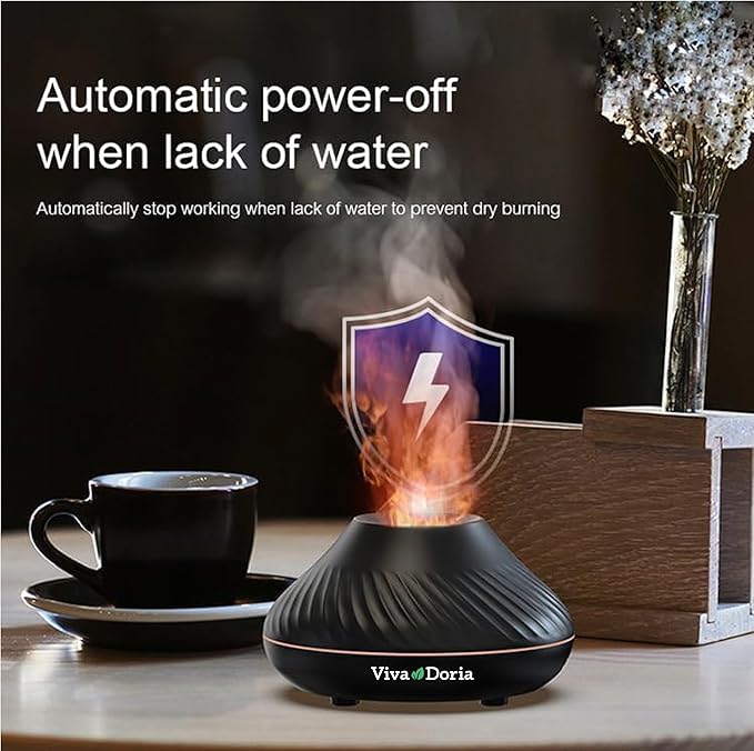 Viva Doria Volcano Diffuser, Fire Flame Diffuser, 130ml Aromatherapy Diffuser, Aroma Diffuser for Essential Oils