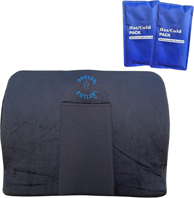 Doctor Butler's Orthopedic Memory Foam Cushion for Hemorrhoid Relief – Hemorrhoid Cushion for Relief of Discomfort with 2 Gel Inserts for Hot/Cold Therapy (1 Count)