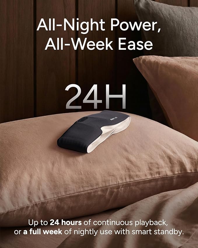 Sleenova Sleep Eye Mask with Bluetooth Headphones - Side Sleeper Optimized with Integrated Offline Audio for Phone-Free Use - 3 Modes for Rest, Nap & Travel
