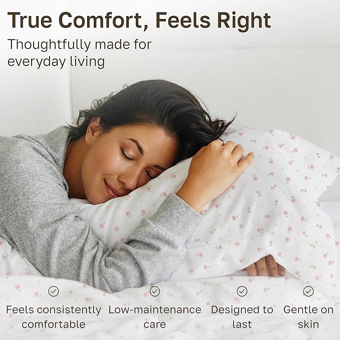 California Design Den Soft 100% Cotton Full Size Bed Sheets Set, 400 Thread Count Good Housekeeping Award Winner, Smooth Sateen Finish with Deep Pockets, Cozy & Durable Full Bedding Set - Soft Floral