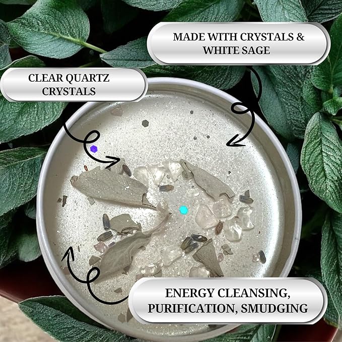 White Sage Candle | Energy Cleansing | Cleansing House Negative Energy Smudge Kit | Soy Wax Natural Clean Organic Non Toxic - Aromatherapy Spiritual Meditation Gifts | Long Lasting (Small 4oz)
