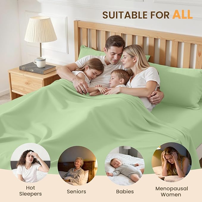 Full Size 4 Piece Bed Sheet Set - Ultra Imitation Cotton-Premium Breathable & Cooling Sheets - Hotel Luxury Bed Sheets Deep Pocket up to 15"- Wrinkle, Fade, Stain Resistant (Sage Green, Full)